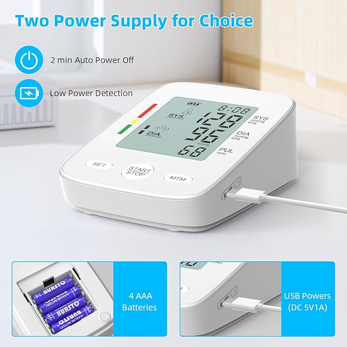 AILE Blood Pressure Monitor, Upper Arm Blood Pressure Machine, Automatic Blood Pressure Monitors for Home Use BP Monitors with Large Cuff 8.7-16.5” Adjustable, 2 * 99 Sets Memory, Digital LCD Display