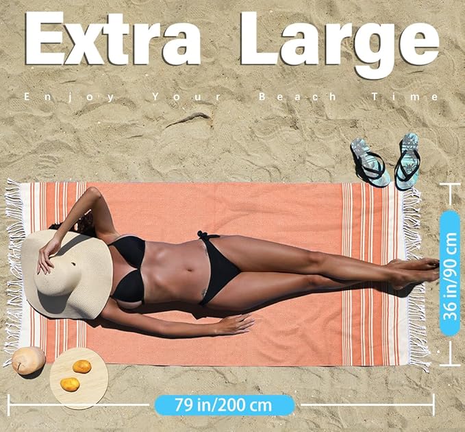 Thin Turkish Beach Towel Lightweight Quick Dry Absorbent Cotton Bathroom Bath Pool Swim Towels Extra Large Oversized Sand Free Beach Accessories Essentials Cloud Gifts for Adult