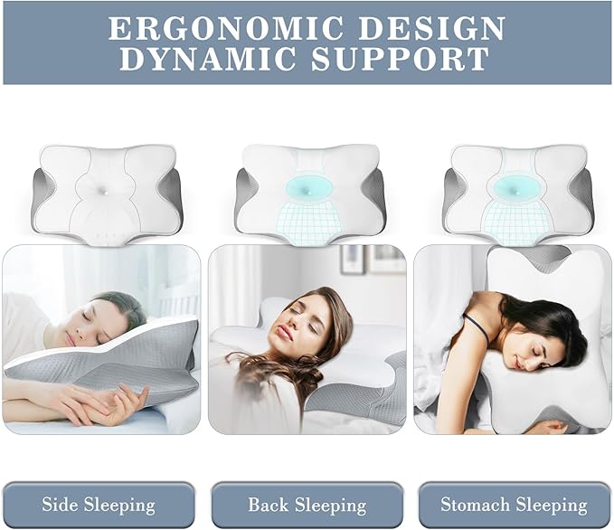 CCidea Ergonomic Contour Memory Foam Pillow for Side Sleepers, Breathable Cervical Support Pillow with Removable Cover