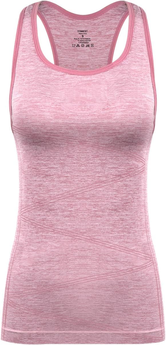 Disbest Yoga Tank Top, Women's Performance Stretchy Quick Dry Sports Workout Running Top Vest with Removable Pads