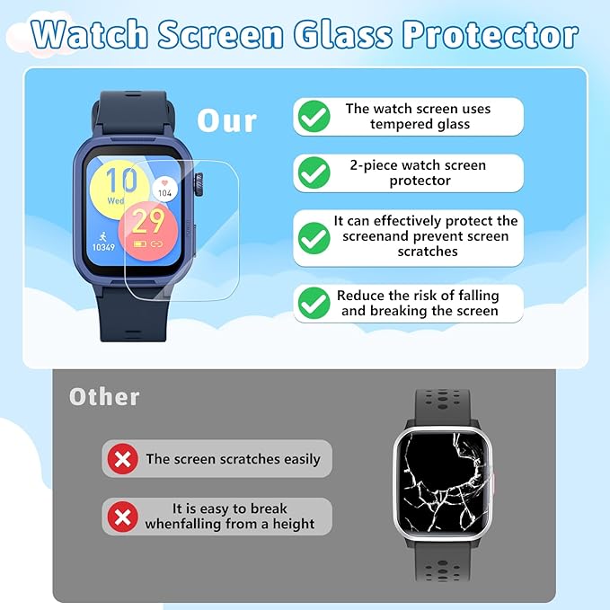 Kids Smart Watch for Boy Girl, Kids Watches with 19 Sport Modes, Heart Rate, Sleep Monitor, Pedometer, Alarm Clock, IP68 Waterproof Fitness Tracker, Gift for 6-16 Year Old Boys Girls Toys (Blue)