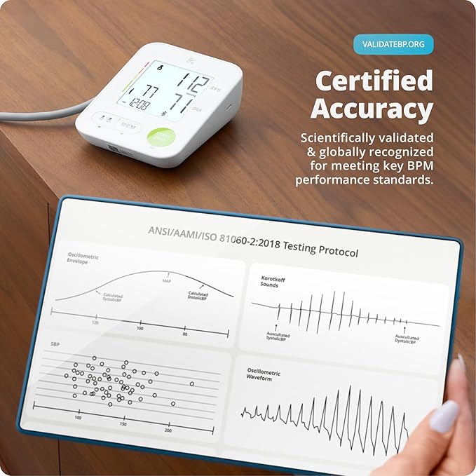 Greater Goods Bluetooth Blood Pressure Monitor for Home Use, Upper Arm BP Machine with Wide Range Cuff, Accurate Digital Readings, Balance Health App, Compatible with iOS and Android Devices