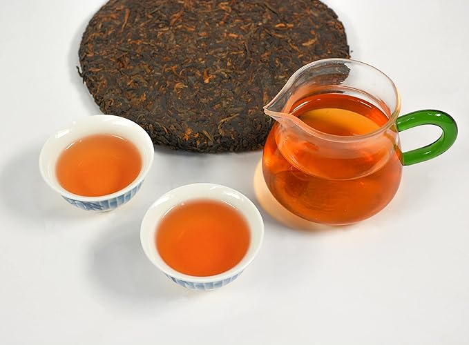 TIAN HU SHAN Premium 8 Years Aged Puerh Black Tea Cake 12.35 Ounce (350g) (Pack of 2)