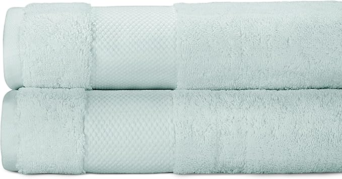 BIOWEAVES 100% Organic Cotton 700 GSM Plush Bath Towels 30" x 58" GOTS Certified - Seafoam, Pack of 2