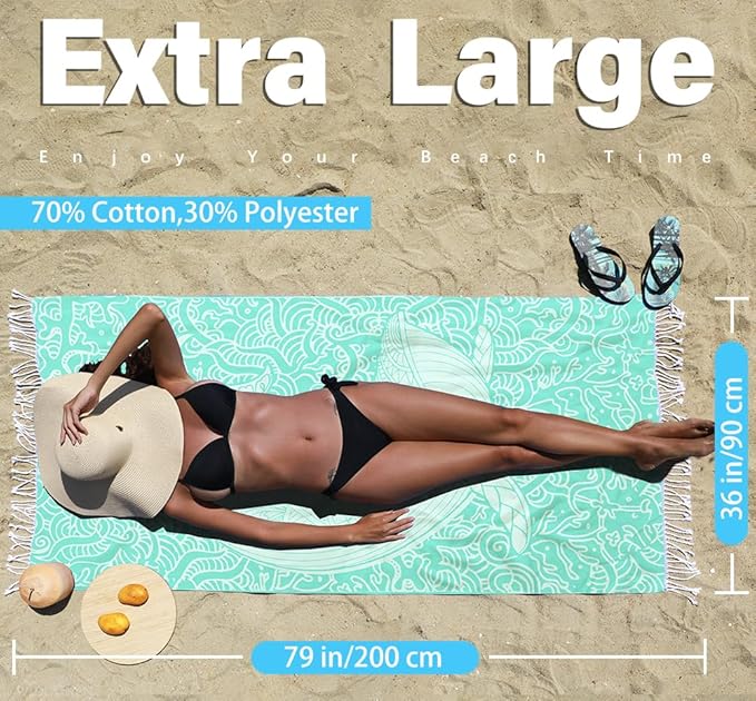 Turkish Beach Towel Quick Dry Absorbent Cotton Lightweight Thin Bathroom Bath Pool Swim Towels Extra Large Oversized Sand Free Beach Accessories Essentials Stuff Cloud Gift for Adults