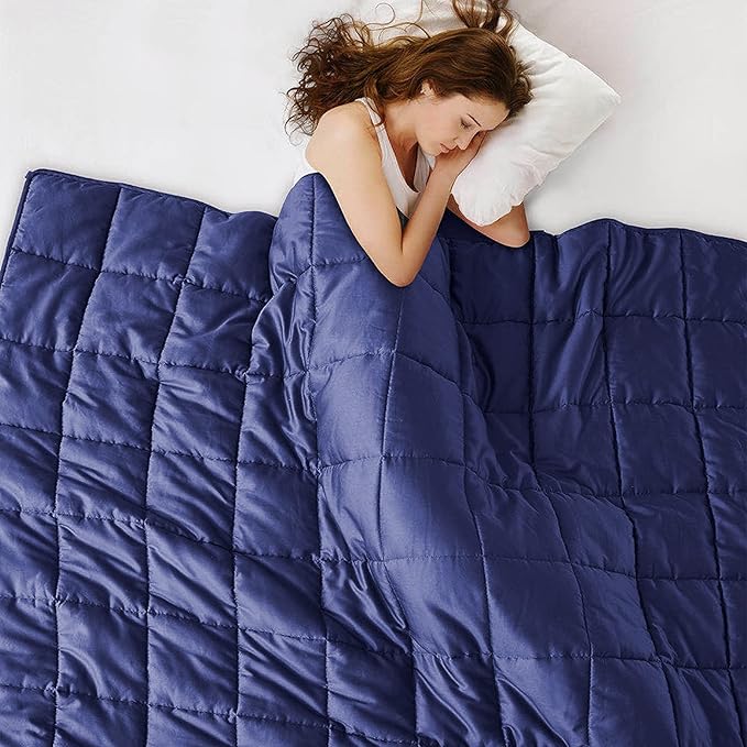 L'AGRATY Weighted Blanket - 80"x87" 25lbs Cooling Breathable Heavy Blanket Microfiber Material with Glass Beads for Adult All-Season Summer Fall Winter Soft Thick Comfort