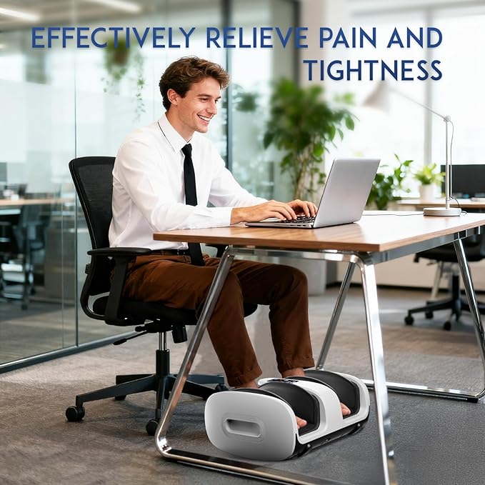 yoyomax Shiatsu Foot Massager with Heat & Ice Therapy, Plantar Fasciitis & Neuropathy Relief, Deep Kneading Shiatsu for Feet-Calf-Arm-Ankle Relaxation at Home/Office, Idea Gifts for Women & Men-White
