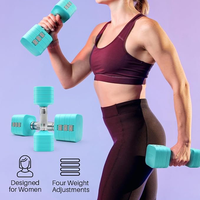 20LBS Adjustable Dumbbell Set, 4 in 1 Free Weights Dumbbells Set for,4lb 6lb 8lb 10lb, with Metal Non Slip Handle,Quick Change,Home Gym Strength Training Equipment for Men and Women