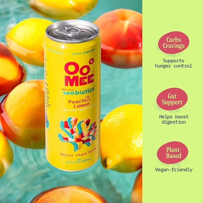 OoMee Prebiotic Drink | Variety Pack| Plant-Based Vegan Beverage with Marine-Sourced Agar Prebiotics (Seabiotics) for Digestive & Gut Health Functional Drink – 12oz Cans, 12-Pack