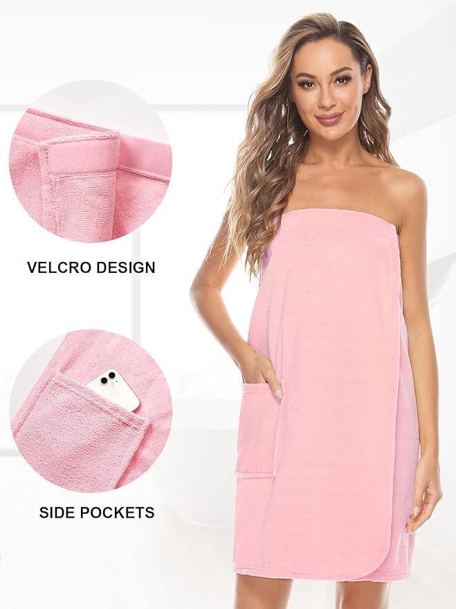 Knuffnee Women's Bath Wrap Towel Shower Spa Body Wrap Adjustable Closure Bathrobe