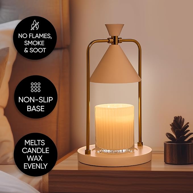 Sheffield Home Glass Candle Warmer Lamp – Elegant Candle Warmer for Long-Lasting Fragrance, Sleek Design, 12x7, White Iron Candle
