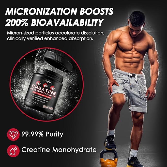 ZEBORA Micronized Creatine Monohydrate Powder, Creatine Monohydrate for Women-Men, Helps Muscle Recovery, Enhances Muscle Size & Strength with 5G Creatine and 1G Taurine