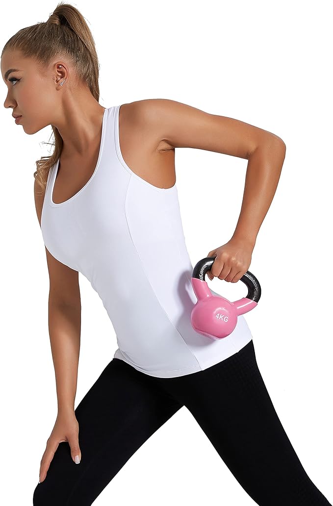 RUNNING GIRL Workout Tank Tops with Built in Bras for Women,Compression Shirt Strappy Back Athletic Yoga Tops