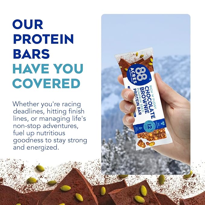 88 Acres Vegan Seed Protein Bar | 12g Plant Based Protein Per Bar, Gluten Free, Nut Free, Non GMO, School Safe, No Palm Oil | 9 Pack, 1.9 oz (Dark Chocolate Brownie)
