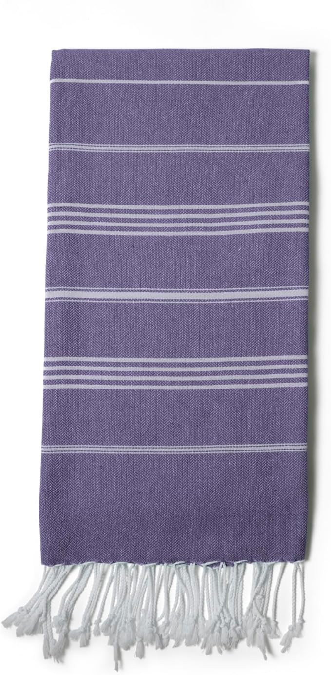 Turkish Beach Towel 100% Organic Cotton Extra Large Oversized (39 x 71 Inches) Quick Dry Sand Free Light Weight Prewashed for Bath Beach Gym Yoga Travel Towel Blanket (Purple)