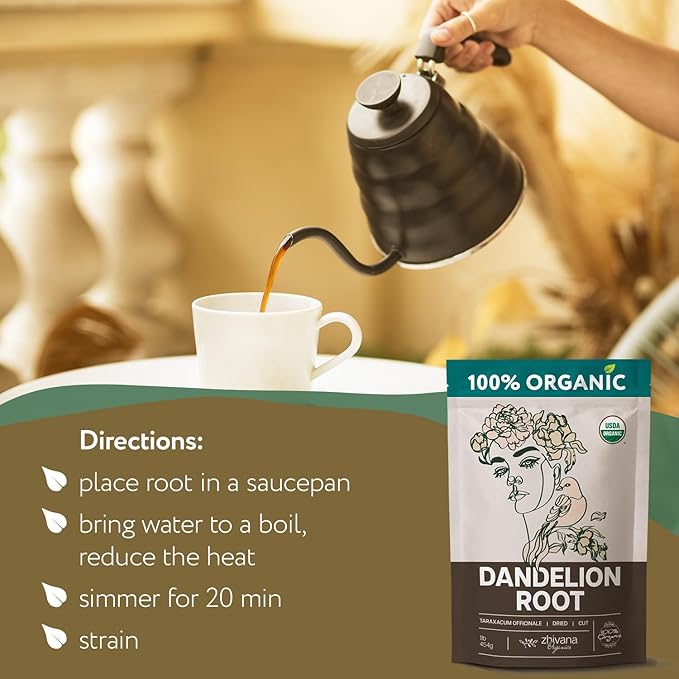 Dandelion Root Tea Loose (16 oz.) โ Organic Dandelion Root Herb - Te de Diente de Leon Organico Natural - Liver Cleanse, Digestion, Liver Detox