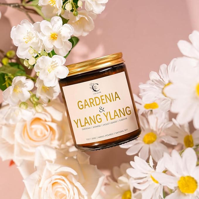Scented Candles for Women,Gardenia & Ylang Ylang Scented Candles,7oz Hand-Poured for Serene Bedrooms & Spa Baths,Long-Lasting Floral Escape, Perfect for Meditation & Romantic Evenings