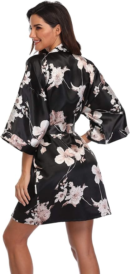 Women's Pure Short Silky Robes Bridesmaid Bride Party Satin Robes Sleepwear