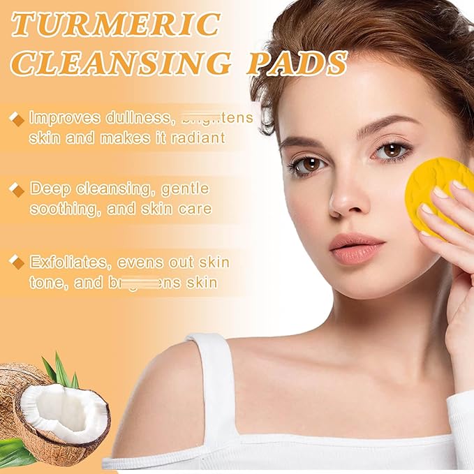 Turmeric Wash and Care Three Piece Set,Tuemeric Facial Cleanser & Turmeric Soap Bar & Turmeric Face Scrub Pads,Face & Body Cleanser,Turmeric Cleansing Skincare Set, Deep Cleansing