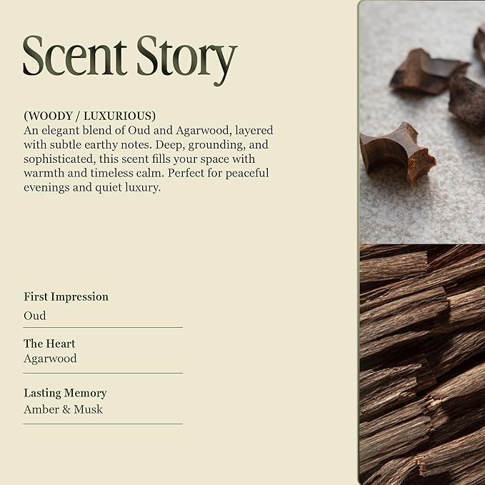 Scented Luxury Candles in Handmade Ceramic Jars, Soy Wax | Woody Wood โ Oud & Agarwood, Large Candle | Non Toxic, 2 Wicks, Reusable Big Olive Green Jar | Natural Spring Aromatherapy for Women & Men