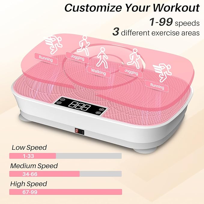 Vibration Plate Exercise Machine - 99 Speeds, 400LBS Capacity Quiet Whole Body Vibration Platform for Weight Loss & Lymphatic Drainage with Bluetooth Music, Remote & Touchscreen Control