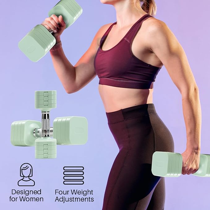 20LBS Adjustable Dumbbell Set, 4 in 1 Free Weights Dumbbells Set for,4lb 6lb 8lb 10lb, with Metal Non Slip Handle,Quick Change,Home Gym Strength Training Equipment for Men and Women