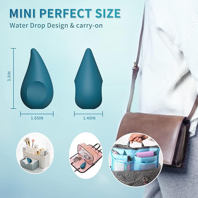 Handheld Water Drop Shape Facial & Eye Skin Care Tools - Personal Vibrating MaeDouy Mini Portable Massage Ball,for Improves Dark Circles,Eye Bags,and Fine Lines,Facial Skin Laxity and Aging-Dark Green