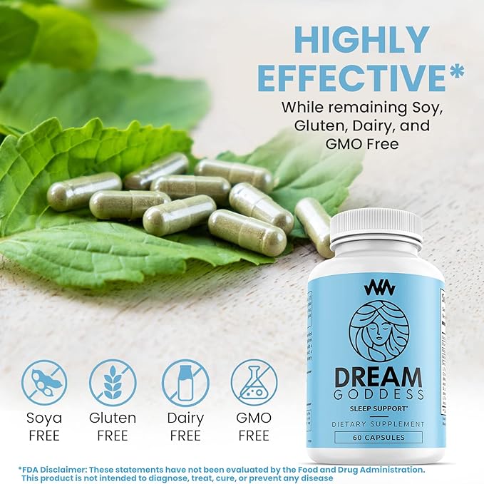 Womens Sleep Support Supplement | Female Specific Relaxation Sleep Aid | Dream Goddess | Calm Mind | Enhance Rest Support Vitamin