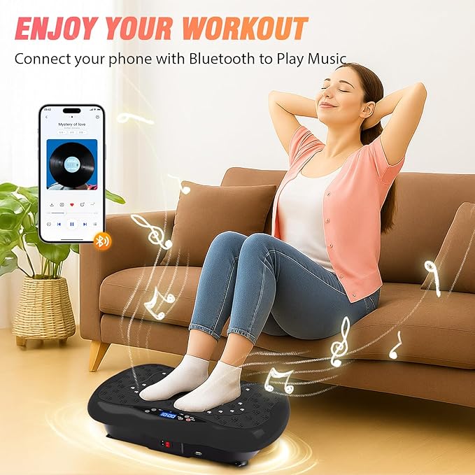 ALSO GO Vibration Plate Exercise Machine, 120-Level & 3 Workout Modes Vibration Board for Weight Loss/Lymphatic Drainage, 400lbs Capacity with Resistance Bands, Full Body Platform for Home Fitness