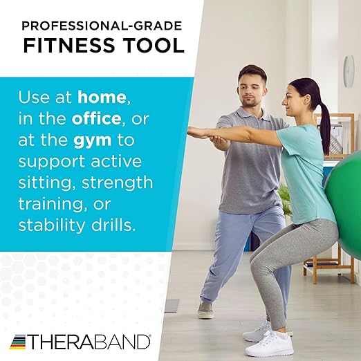 THERABAND Exercise Ball, Stability Ball with 65 cm Diameter for Athletes 5'7" to 6'1" Tall, Standard Fitness Ball for Posture, Balance, Yoga, Pilates, Core, & Rehab, Green