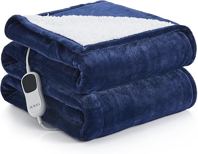 Heated Electric Blanket King Size - 100"x90" Flannel Heating Blanket with 10 Heating Levels & 5 Time Settings Over-Heat Protection, Winter Warmer for Adults with ETL Certification(Navy Blue)
