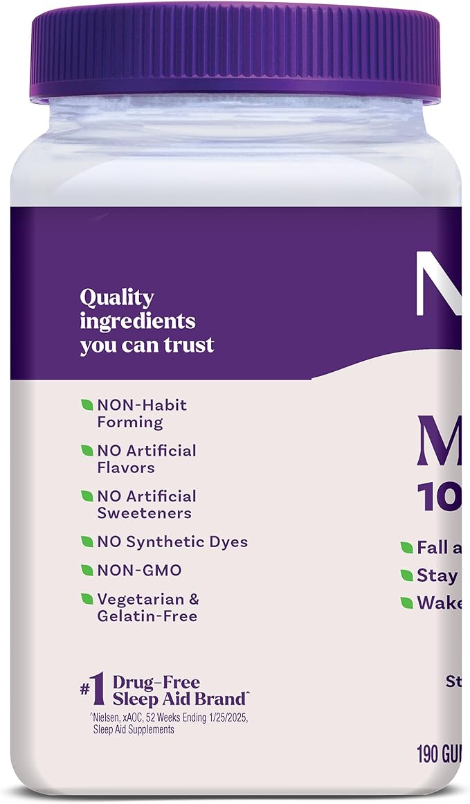 Natrol Melatonin Gummies, Sleep Support, 190 Strawberry-Flavored Adult Melatonin Gummies, 10 mg Sleep Aids for Adults
