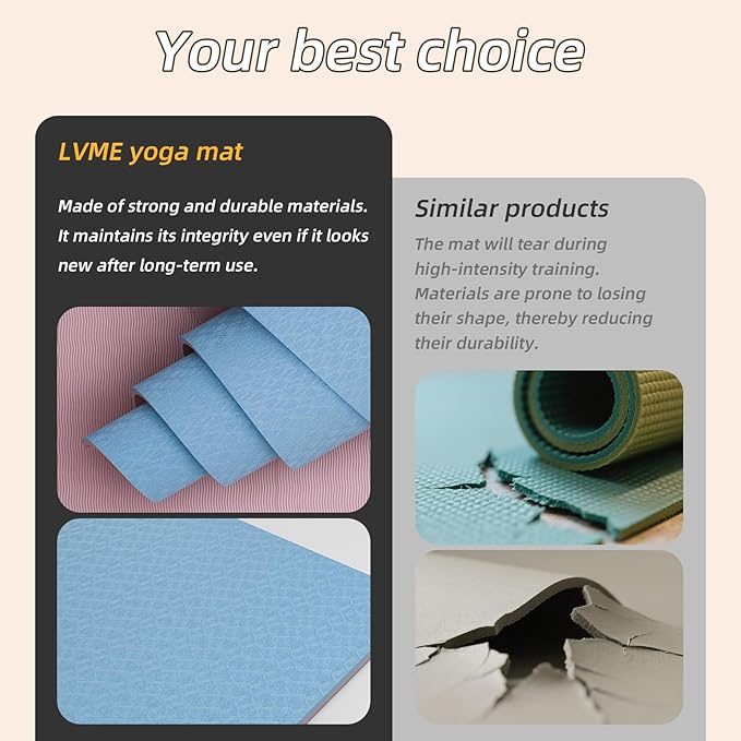 Yoga Mat Non Slip, Anti-Tear 1/4 Thick TPE Yoga Mats for Women and Men, a stylish and practical dual-tone yoga mat.72"x24" Exercise & Fitness Mat with Carrying Strap, Workout Mats for Yoga, Pilates and Floor Exercise