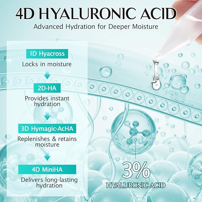 3% Hyaluronic Acid Serum for Face,Ultra-Hydrating Hyaluronic Acid Serum Tube Smooth Skin Deep Moisturizing Facial Serum for Anti-Aging with 30 Pcs Single-Use Vials Design
