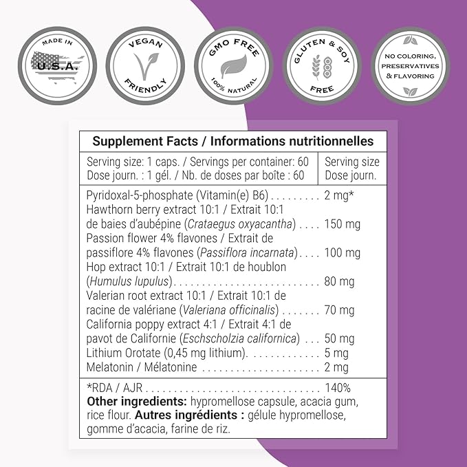 Supersmart - Advanced Sleep Formula (High Strength) - with Melatonin, Valerian Root, California Poppy, Passion Flower, Lithium Orotate | Non-GMO & Gluten Free - 60 Vegetarian Capsules