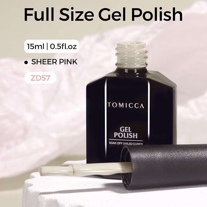 TOMICCA Milky White Gel Polish, Light Pink Gel Polish, Nude Nail Polish Gel, Bubble Bath Gel Nail Art Manicure Salon DIY