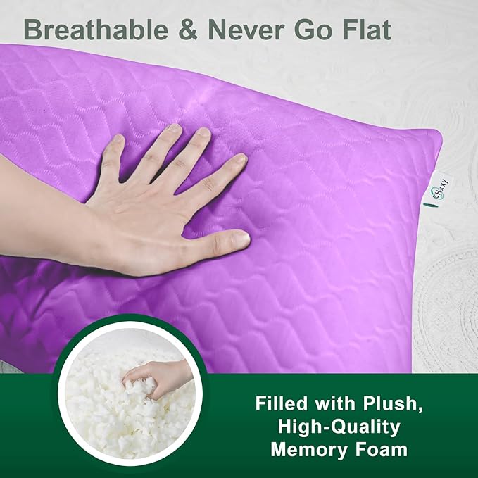 Shredded Memory Foam Pillows – Adjustable Loft, Orthopedic Support for Side/Back Sleepers, Pressure Relief for Cervical Spine, Machine Washable (Queen Size)