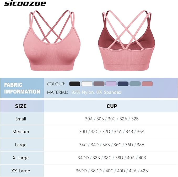 Women's Cross Back Sports Bra Padded Strappy Medium Support Yoga Bra for Workout Fitness 3 Pack