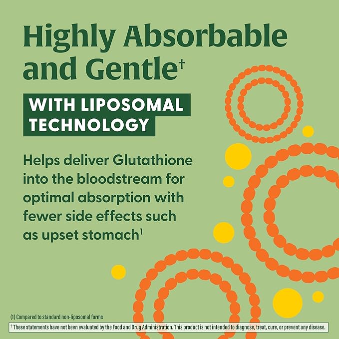 MegaFood High Absorption Liposomal Glutathione Supplement - Liver Detox & Powerful Antioxidant Support for Immune, Skin, Brain, and Cellular Health - Gluten Free, Vegan - 60 Capsules, 30 Servings