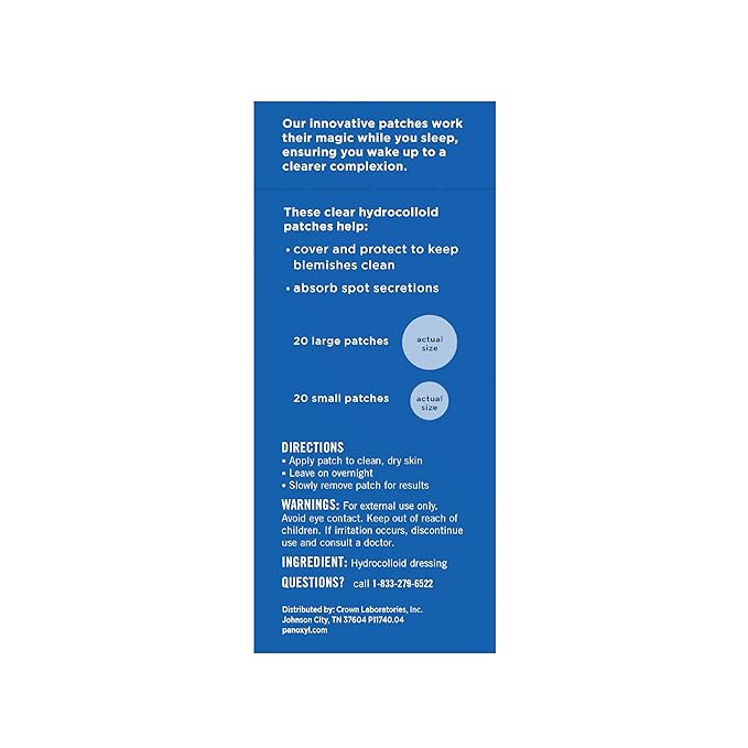 PanOxyl PM Overnight Spot Patches, Advanced Hydrocolloid Healing Technology, Fragrance Free, 40 Count Pack of 1