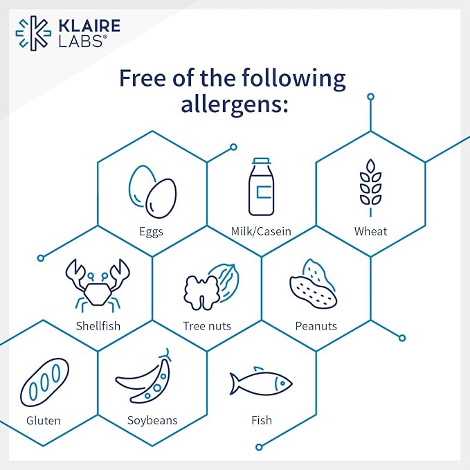 SFI Health Klaire Labs Multi-Vitamin Complex - Hypoallergenic Once-Daily Mineral-Free Multivitamin with Metafolin Folate, Vitamin B6 & B12 (60 Capsules)