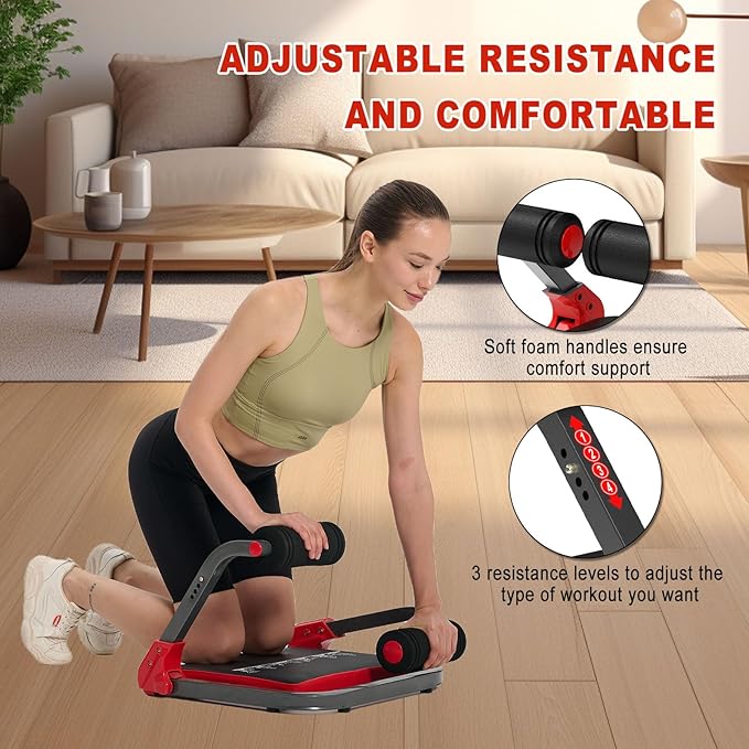 HOTSWEAT Ab Machine, Sit Up Exercise Equipment, Ab Workout Equipment with 3 Adjustable Resistance, Ab Trainer for Stomach Workout with 330 LBS Weight Capacity, Foldable Ab Crunch Machine for Home Gym