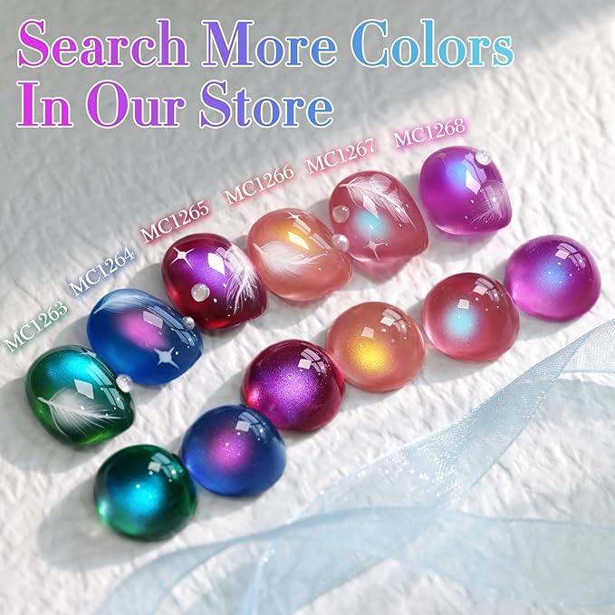 Double Rhythm Jelly Glass Cat Eye Gel Polish with Magnet 15ML Holographic Glitter Shimmer Translucent Sheer Color Magnetic Nail Polish Salon DIY at Home (Dark Navy-MC1268)