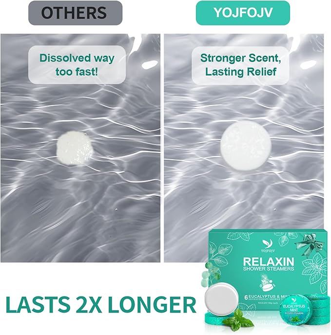 Shower Steamers Aromatherapy 6 Pack - Breathe Easy & Relaxation with Eucalyptus Menthol Essential Oils, Long Lasting Organic Shower Bombs, Christmas Stocking Stuffers for Women Men, Self Care Gifts