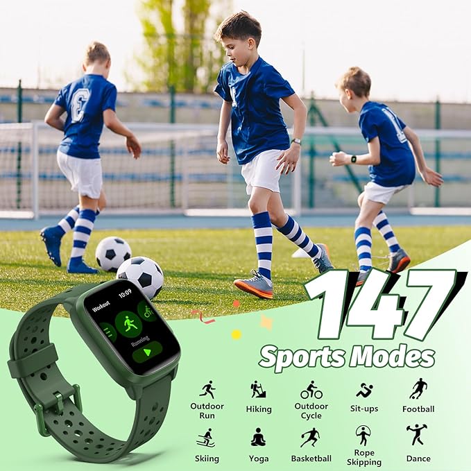 Kids Watch with 140 Sports Modes, 1.5" Kids Fitness Tracker, Smart Watch kids, No APP/Phone Required, Sleep Monitor, Heart Rate, Puzzle Games, IP68 Waterproof, Gifts for Girls Teens Aged 6-15