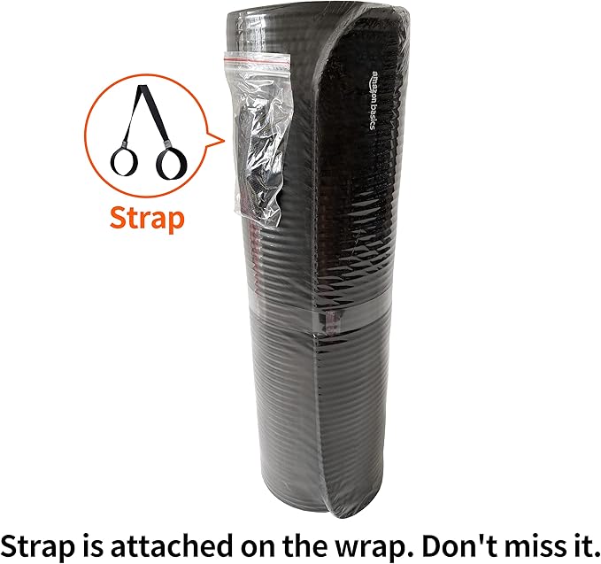 Amazon Basics 1/2 Inch Extra Thick Exercise Yoga Mat with Carrying Strap, Cushioned Support, for Fitness and Gym Workouts