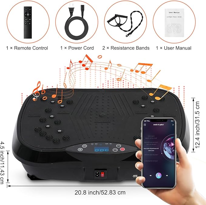 ALSO GO Vibration Plate Exercise Machine, 3 Workout Modes & 120-Level Vibration Platform for Weight Loss/Lymphatic Drainage, 400lbs Capacity Vibration Board with Resistance Bands for Full Body Workout