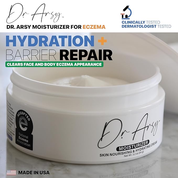 Eczema Relief & Repair Moisturizer for Face & Body. Hydrating & Nourishing Eczema Cream for Very Dry, Sensitive, Itchy Skin. National Eczema Association Accepted. Vegan, Made in USA, 94g