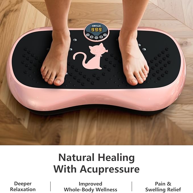 KRYLIX Vibration Plate Machine Exercise Platform for Whole Body Vibration Workout Weight Loss Lymphatic Drainage Fitness Platform Exercise Machine Vibrating Platform for Women Men