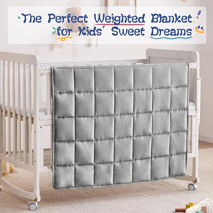 Weighted Blanket Kids (40"x60" 7lbs),Ultra Soft and Cozy Cooling Weighted Blanket Kids,Heavy Blanket with Machine Washable Soft Blanket, Stone Grey